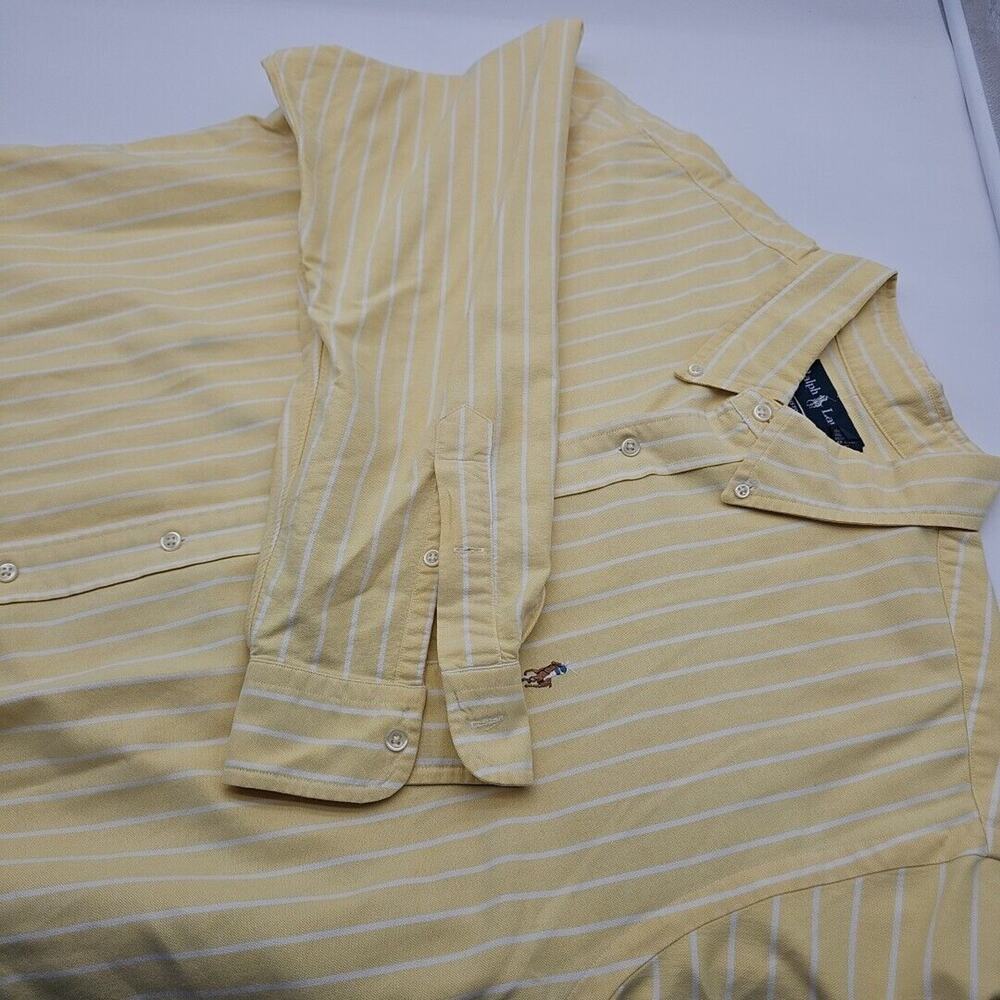 Ralph Lauren Men's Yellow with White Stripe Button Down‎ Shirt Size 2XL